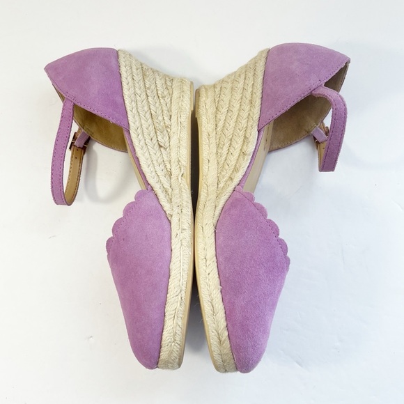 Talbots Lyndsay Suede Espadrille Wedges Scalloped Edged Lilac Purple Size 7.5 - Picture 5 of 12